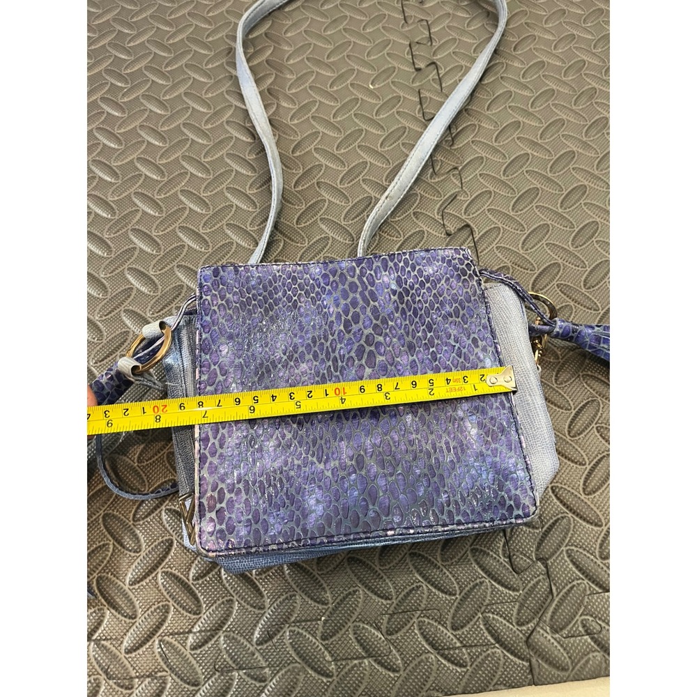 Kelly Wynne Crossbody Womens OS Blue Purple Snakeskin Embossed Tassel Bag - Picture 10 of 12